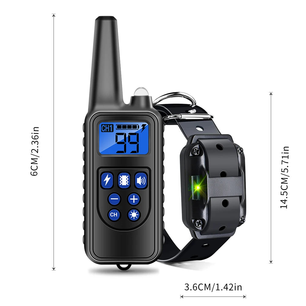 800m Rechargeable Dog Training Collar with LCD Display, Waterproof IP7, Vibration & Sound Modes for All Sizes
