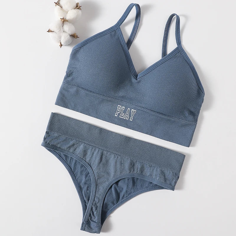 CowLost | product_id-women-seamless-wireless-sports-bra-high-rise-thong-set-comfortable-lingerie |16