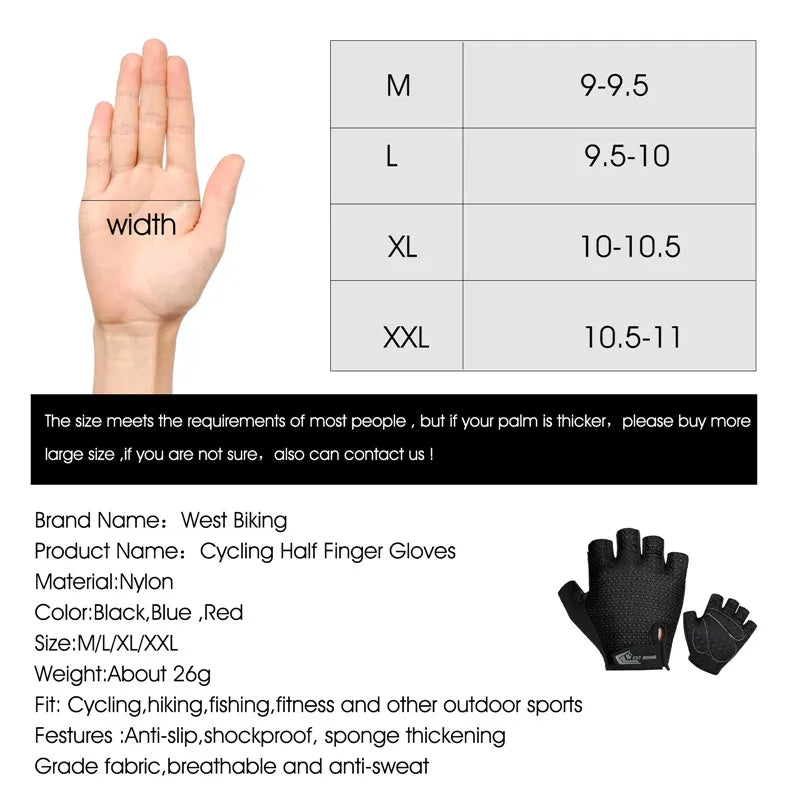 CowLost | west-biking-bicycle-gloves-breathable-half-full-finger-anti-slip-cycling-mittens-men-women-sports-shock-pad-mtb-road-bike-gloves |6