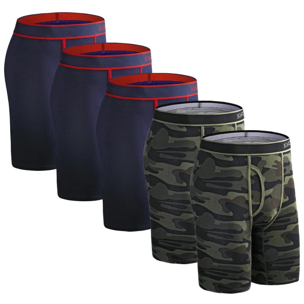 CowLost | activewear-pants-5pcs-mens-long-cotton-boxer-shorts-underwear |38