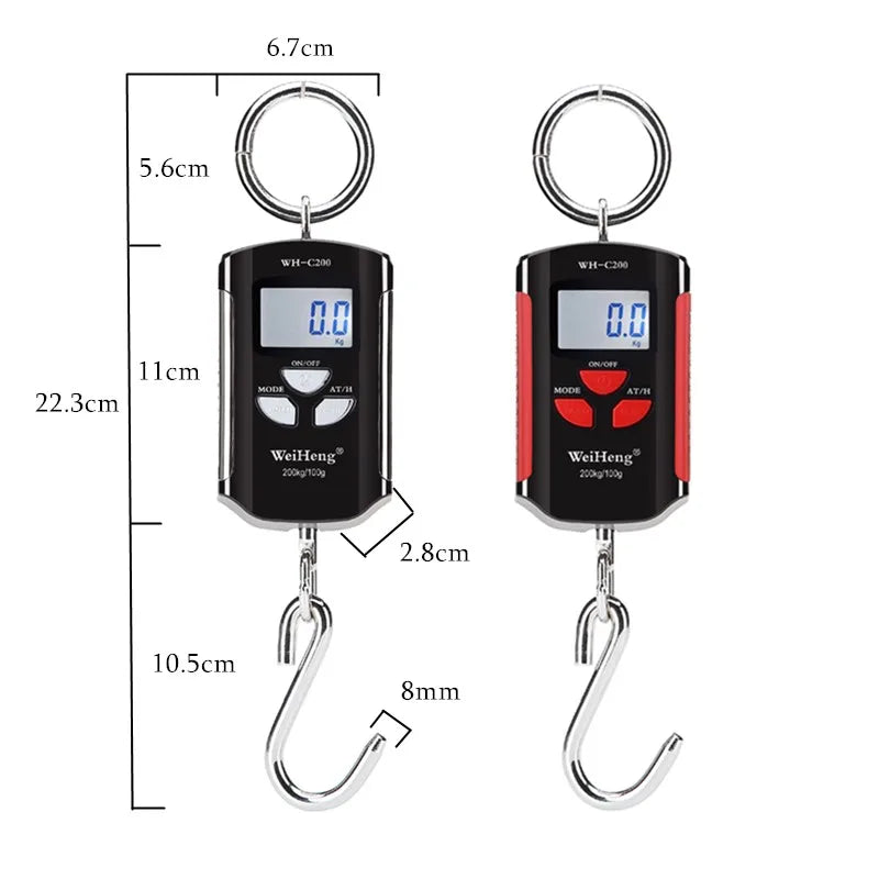 300kg Heavy Duty Electronic Digital Crane Scale 50g Accuracy Stainless Steel Hook LCD Display