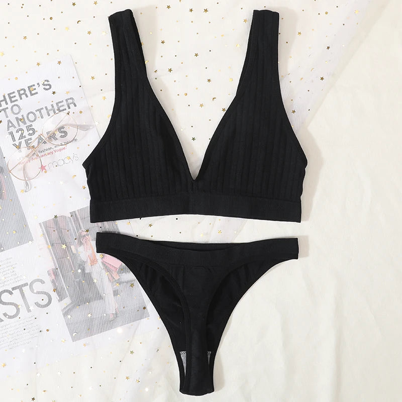 CowLost | product_id-seamless-wirefree-push-up-bra-low-waist-thong-set-with-ribbed-sport-bralette-for-women |29