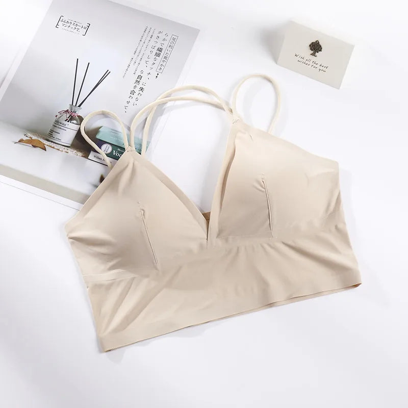 CowLost | product_id-seamless-v-neck-wireless-bra-top-with-removable-pads-for-women |7