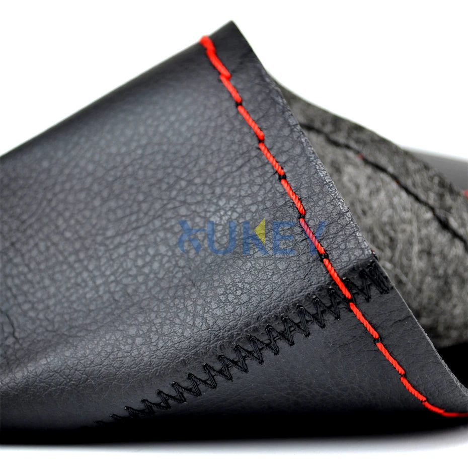 CowLost | black-red-blue-leather-diy-car-steering-wheel-cover-protection |12