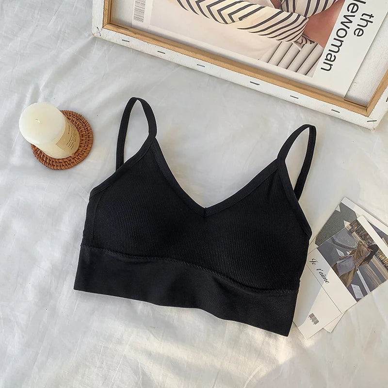 CowLost | women-tube-top-seamless-bra-crop-top-solid-color-sports-sexy-lingerie-active-bra-tops-underwear-with-removable-pads |10