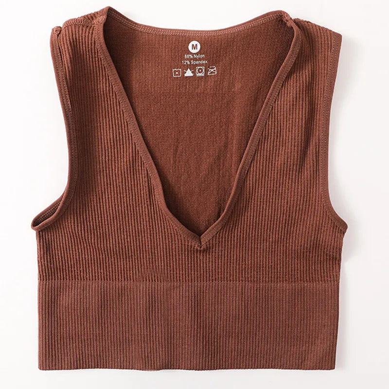 CowLost | product_id-women-seamless-v-neck-solid-crop-top-sports-bra-tank-m-xl |21