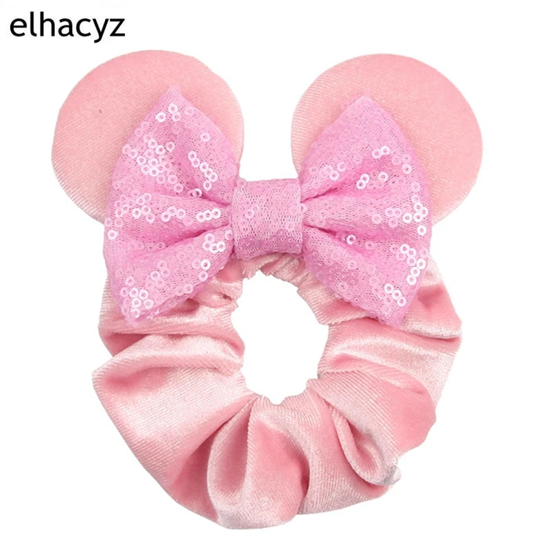CowLost | mouse-ears-sequins-bow-women-velvet-scrunchies |20