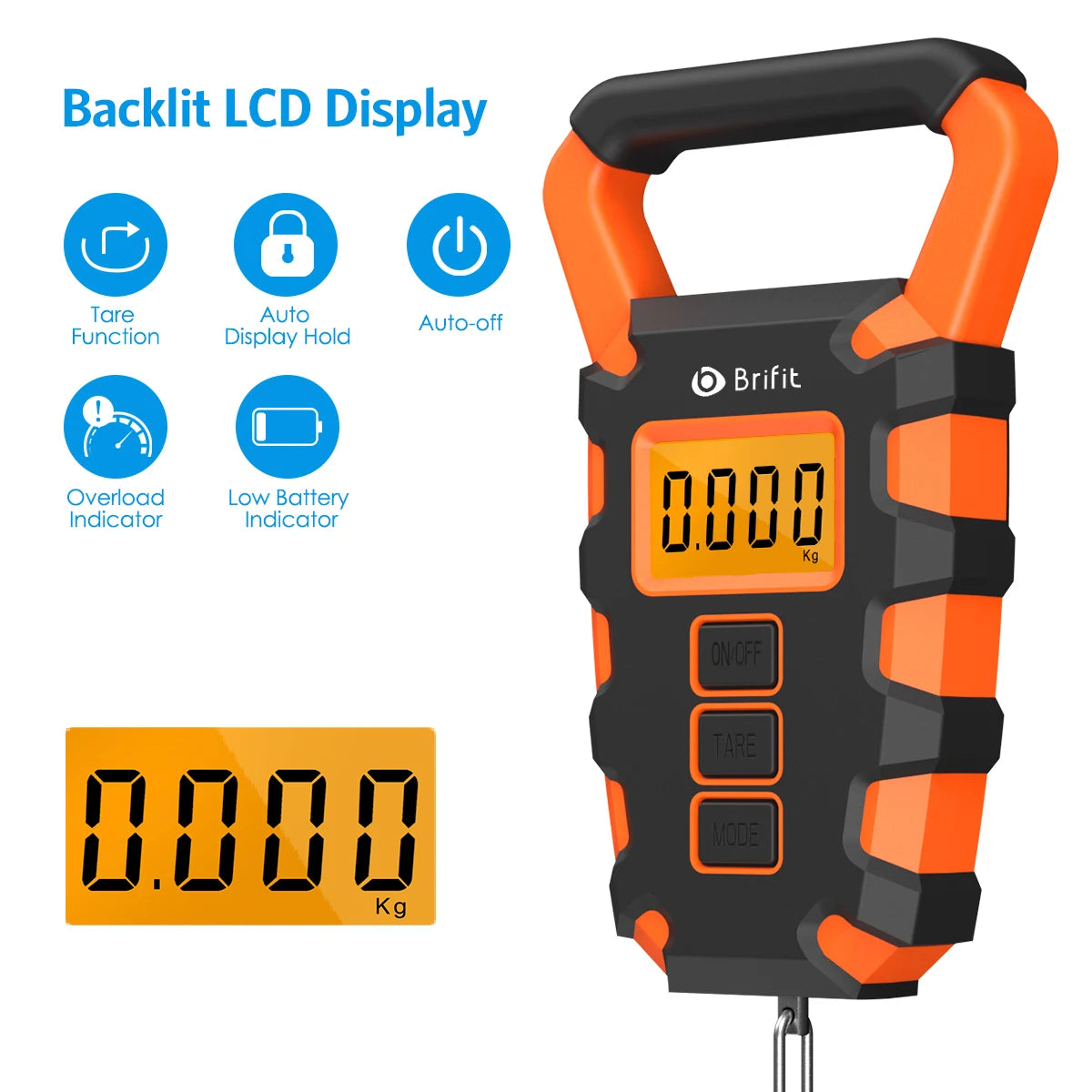 50KG Digital Portable Hanging Fishing & Luggage Scale with Ruler for Home Kitchen