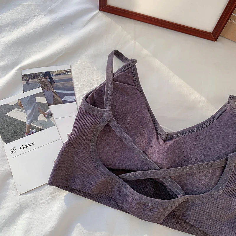 CowLost | women-tube-top-seamless-bra-crop-top-solid-color-sports-sexy-lingerie-active-bra-tops-underwear-with-removable-pads |13
