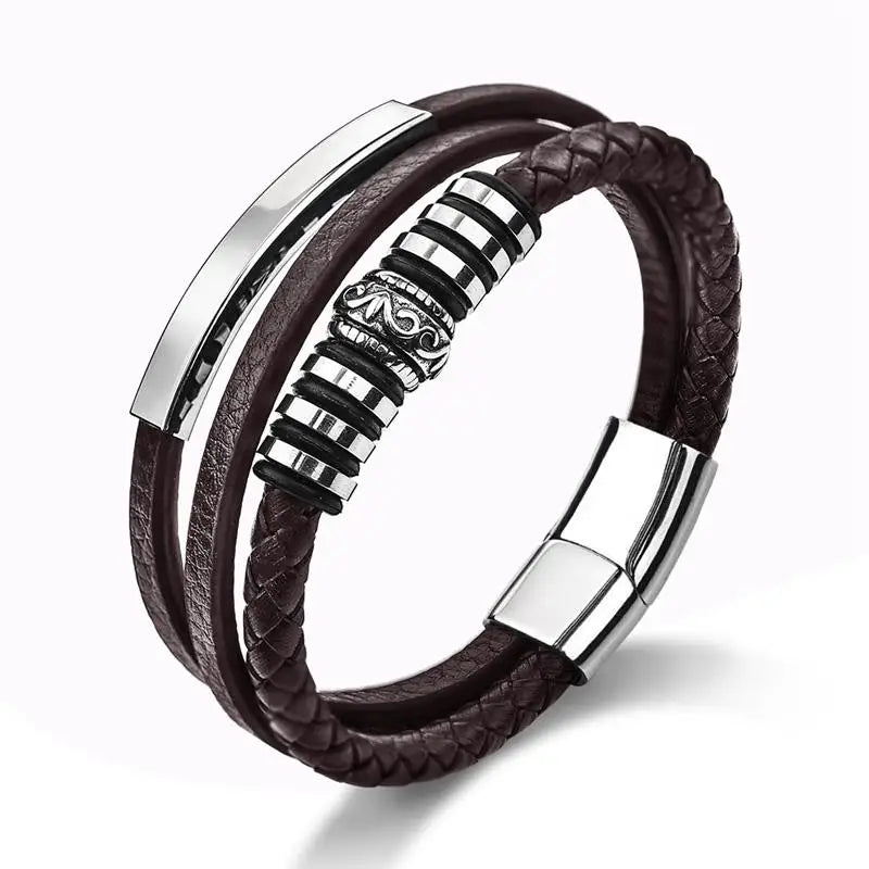 CowLost | badge-pass-holders-jiayiqi-mens-genuine-leather-fashion-bracelets-with-magnetic-clasp |9