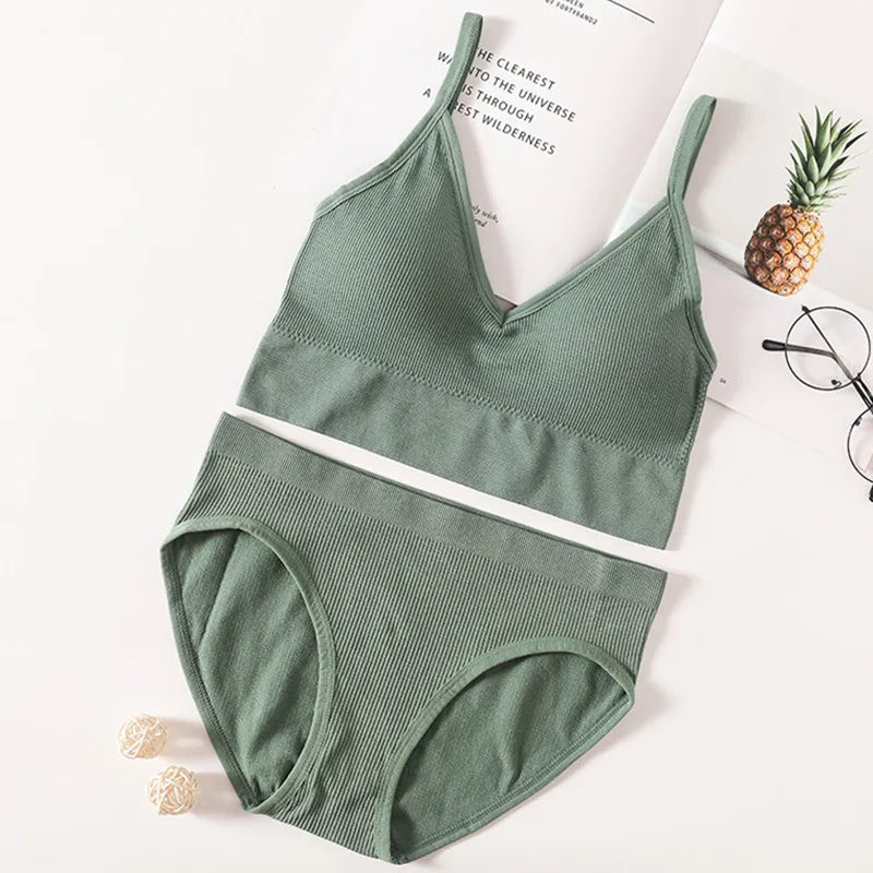 CowLost | product_id-women-seamless-push-up-bra-and-panties-set-low-back-bralette-crop-top-underwear |2
