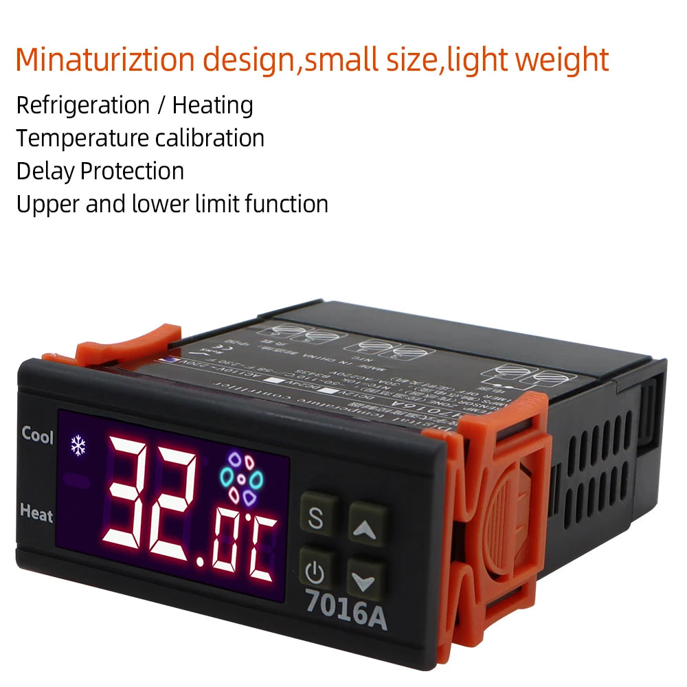 WH7016A Digital Temperature Controller 220V 30A with NTC Sensor for Heating & Cooling