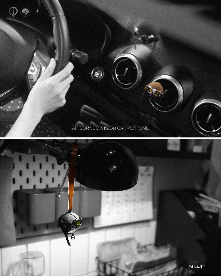 CowLost | stainless-steel-car-air-freshener-creative-airborne-division-auto-perfume-luxury-car-diffuser-genuine-leather-strap-accessoriess |8