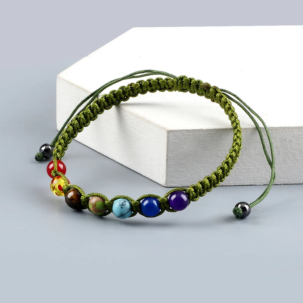 CowLost | badge-pass-holders-handmade-adjustable-7-chakra-natural-stone-beads-bracelet-6mm |35