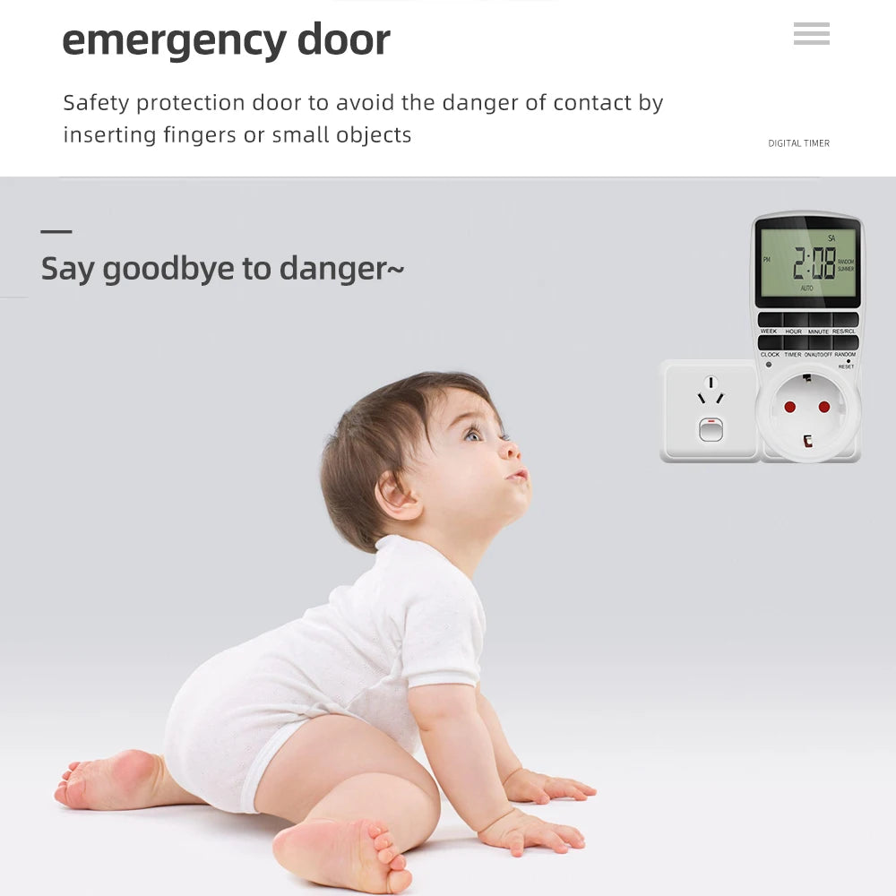 Electronic Digital Programmable Timer Switch Outlet EU/US/FR/UK/AU Plug 110V-220V