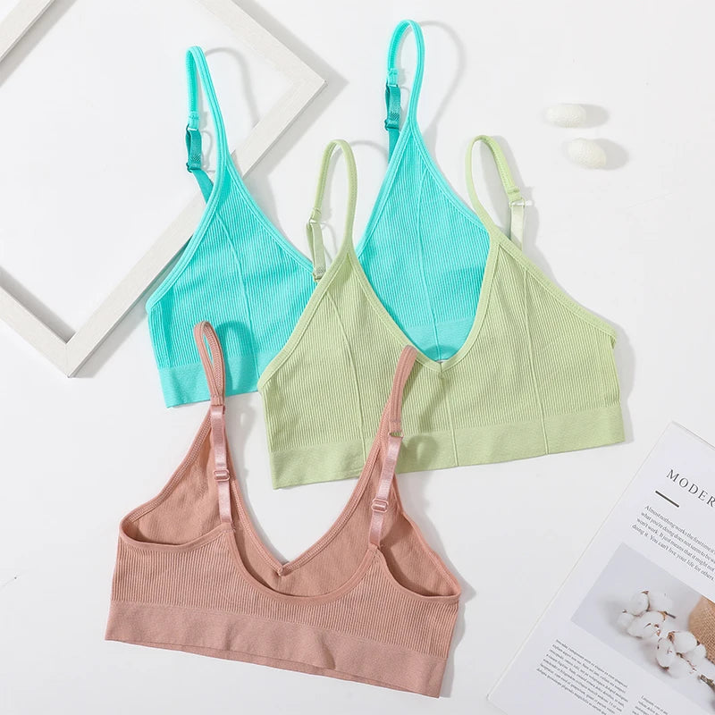 CowLost | product_id-seamless-ribbed-v-neck-wireless-tube-top-bralette-with-adjustable-straps-m-l |8
