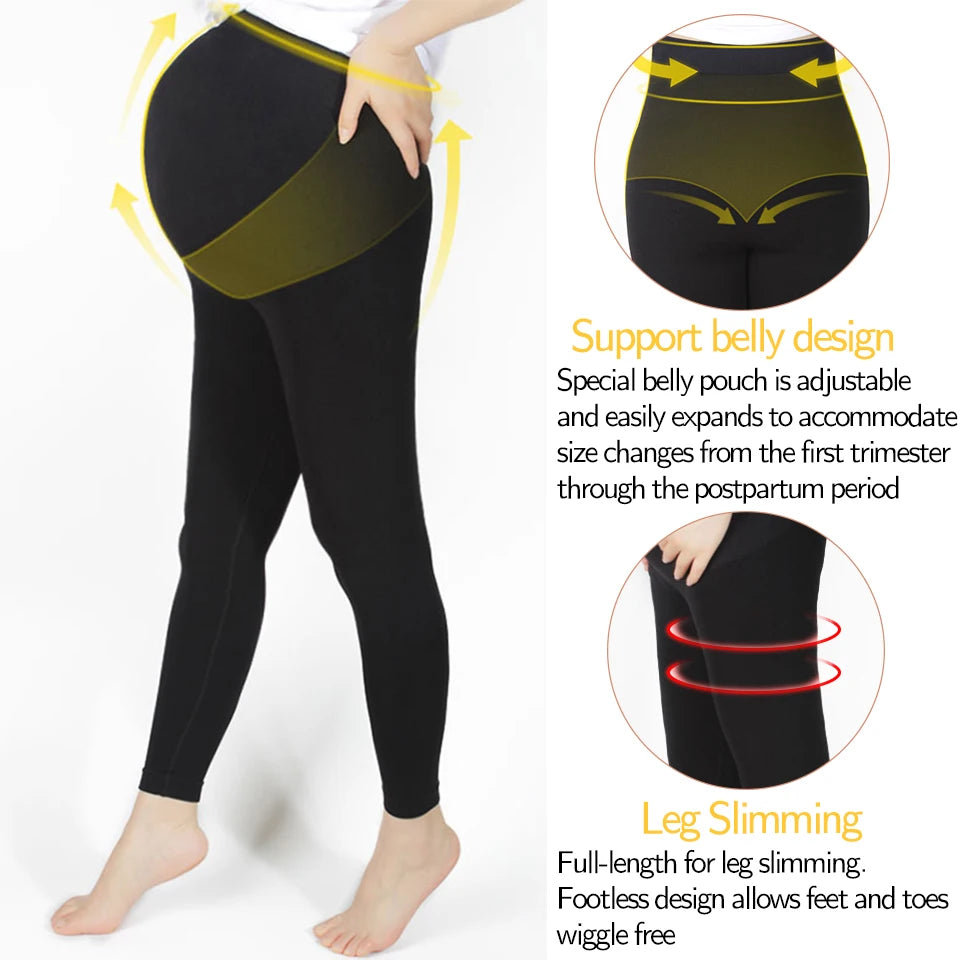 CowLost | product_id-high-waist-maternity-leggings-with-belly-support-skinny-knit-pants |5