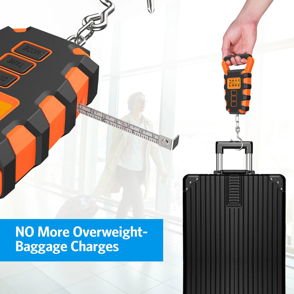 50KG Digital Portable Hanging Fishing & Luggage Scale with Ruler for Home Kitchen