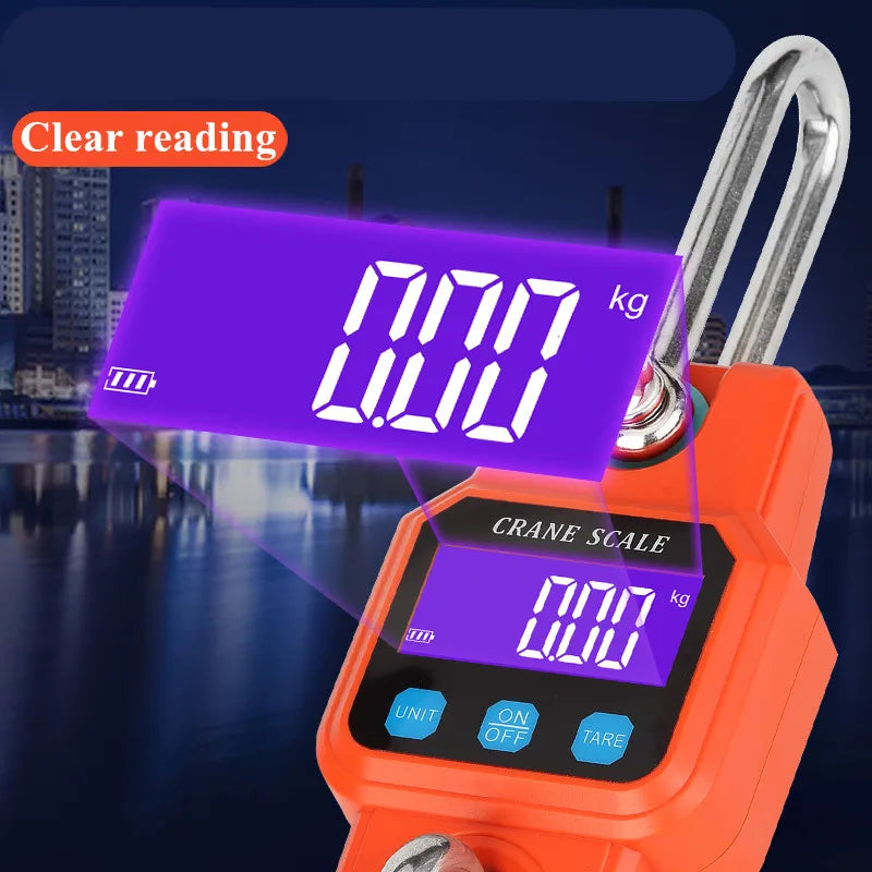 JUANJUAN Digital Crane Scale 300kg-500kg Heavy Duty Hanging Hook Portable Stainless Steel
