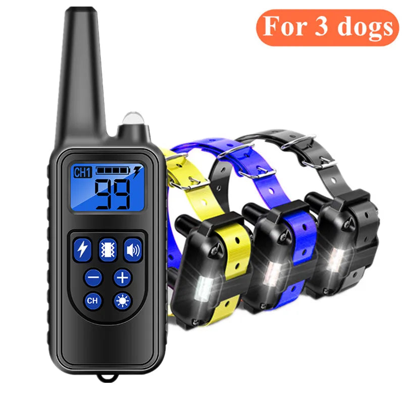 800m Rechargeable Dog Training Collar with LCD Display, Waterproof IP7, Vibration & Sound Modes for All Sizes