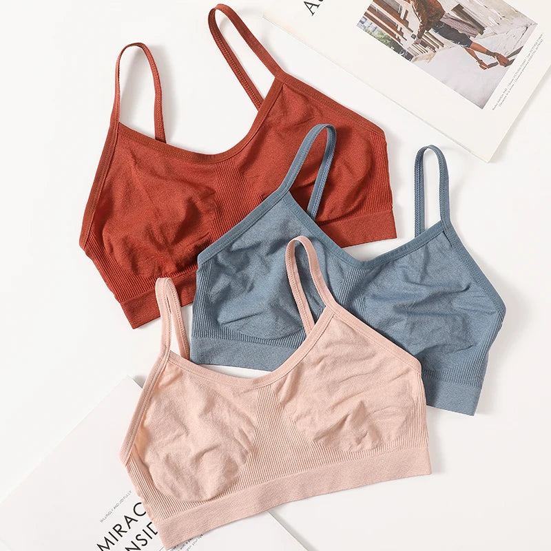 CowLost | womens-wireless-bra-sports-tube-top-ribbed-ruched-camisole-bralette-with-without-pads-underwear-sexy-lingerie-m-l-intimates |6