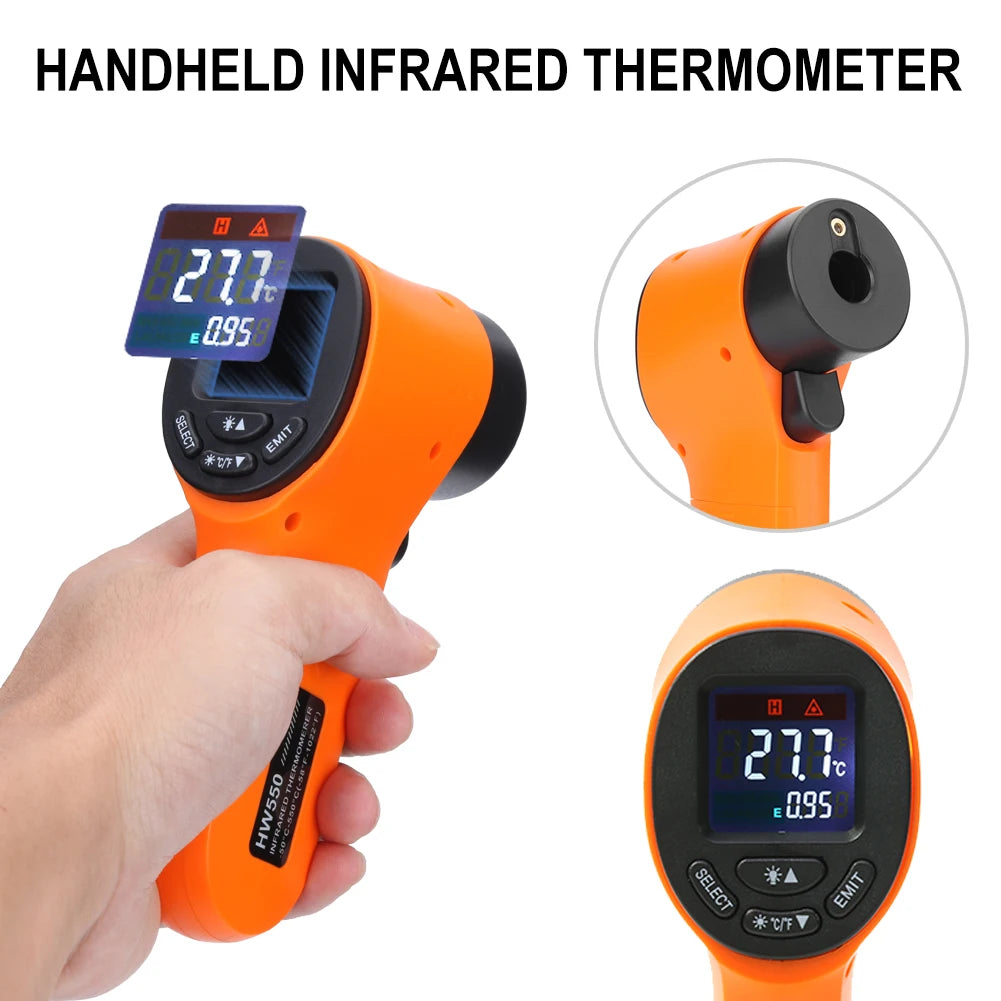 HW550 Non-Contact Infrared Thermometer -50~550°C (-58~1022°F) Industrial Laser Pyrometer Temperature Gun