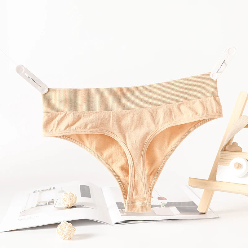 CowLost | 2pcs-set-seamless-panties-sexy-women-underwear-g-string-thong-high-waist-solid-color-lingerie-sexy-female-underpants-intimates |18