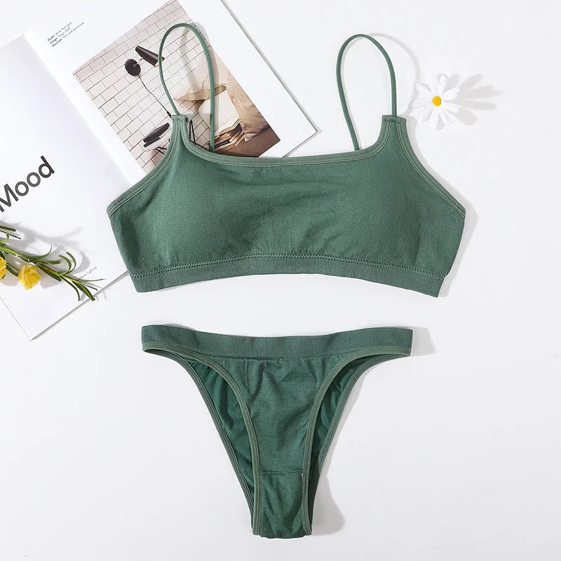 CowLost | seamless-bra-set-women-u-back-bra-thongs-sexy-lingerie-brazilian-panties-sports-fitness-underwear-female-tops-removable-pads |3
