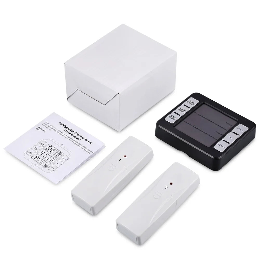 Digital Wireless Fridge and Freezer Thermometer with 2 Indoor Sensors