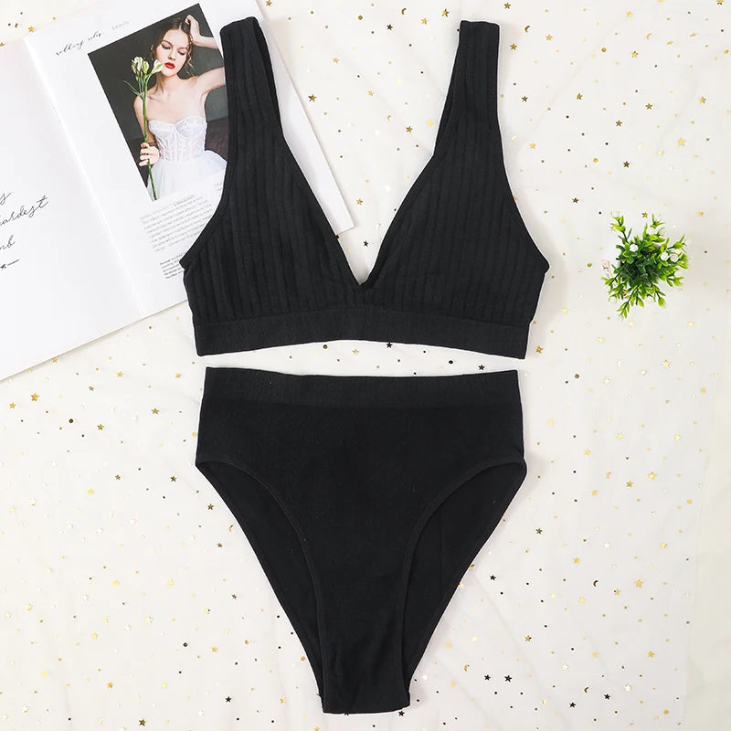 CowLost | product_id-seamless-wireless-push-up-bra-high-rise-panties-set-for-women-deep-v-lingerie |20