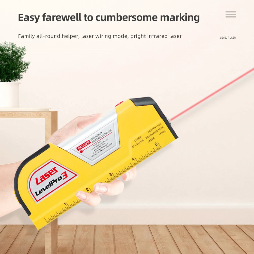 3-in-1 Infrared Laser Level Ruler Tape Measure Horizontal & Vertical Measuring Tool
