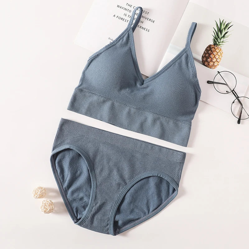 CowLost | product_id-women-seamless-push-up-bra-and-panties-set-low-back-bralette-crop-top-underwear |13