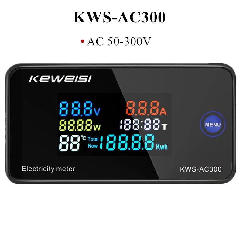 KWS-AC300 AC 50-300V Digital Voltmeter Ammeter Power Energy Meter with Reset 0-100A