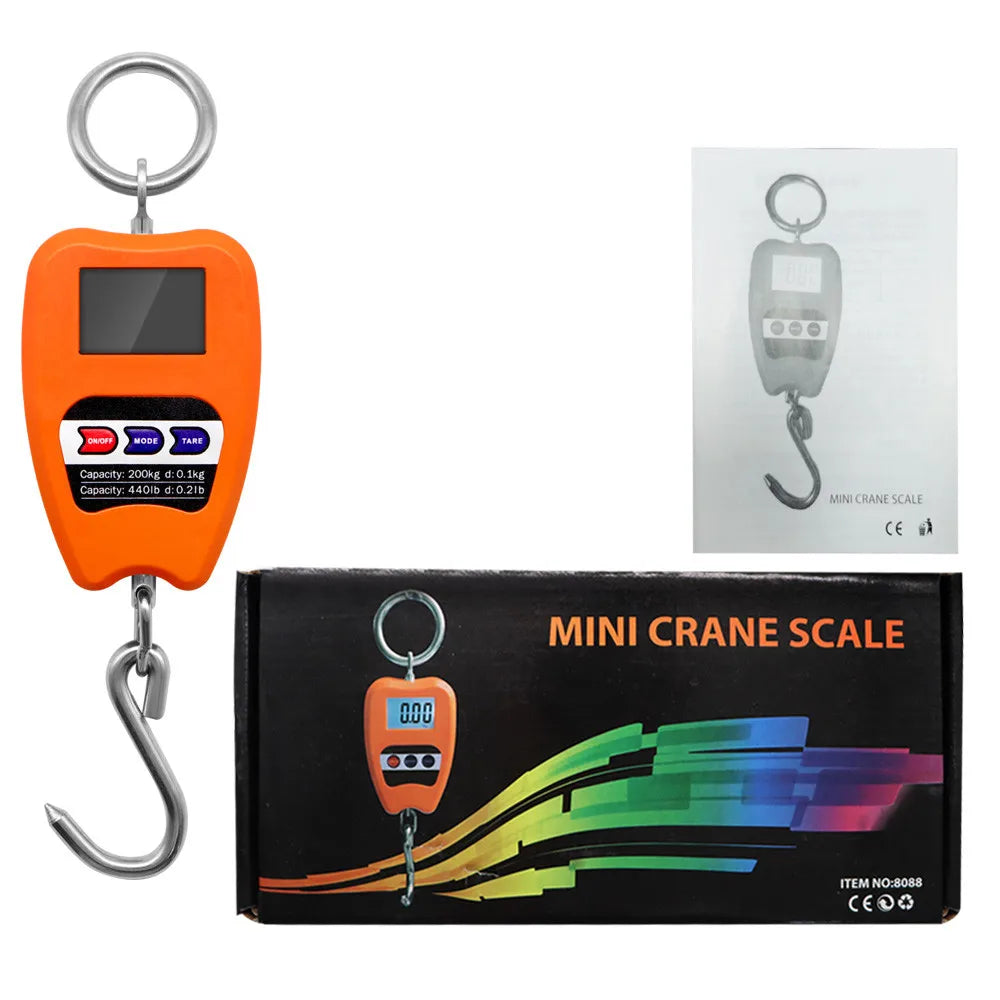 200kg 50g Digital Industrial Hanging Crane Scale Heavy Duty Hook Weighing Scale