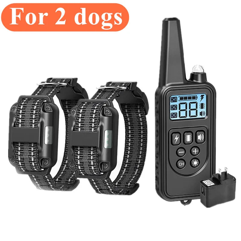 800m Waterproof Rechargeable Electronic Dog Training Collar with Nylon Rope Stop Barking