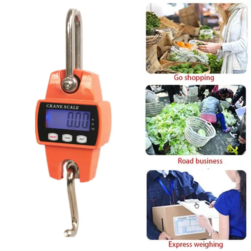 JUANJUAN Digital Crane Scale 300kg-500kg Heavy Duty Hanging Hook Portable Stainless Steel