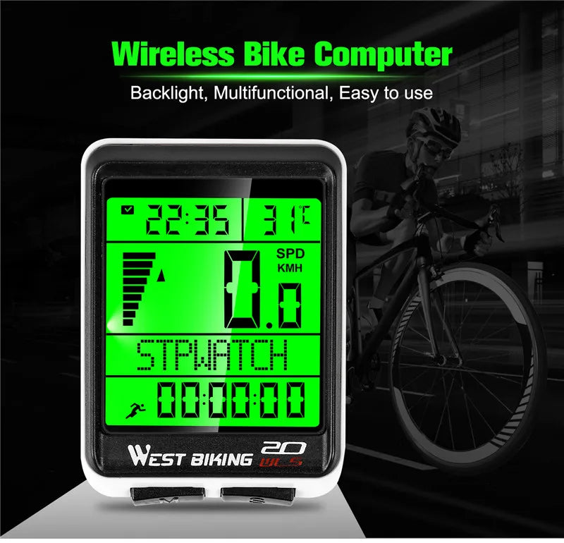 CowLost | west-biking-led-waterproof-bicycle-computer-wireless-5-language-cycling-bike-odometer-stopwatch-speedometer-2-1in-bike-computer |7