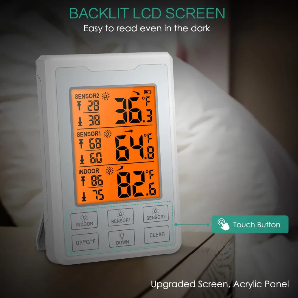 Wireless Digital Freezer and Fridge Thermometer with Weather Forecast 2020