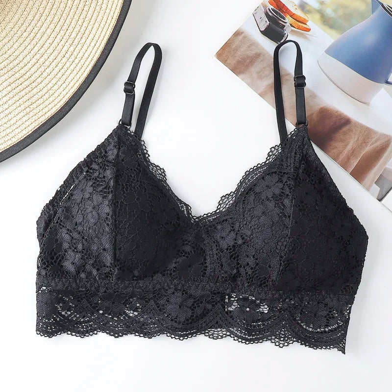 CowLost | floral-lace-bras-for-women-bralette-lace-underwear-sexy-lingerie-beauty-back-wire-free-brassiere-female-push-up-bra |17