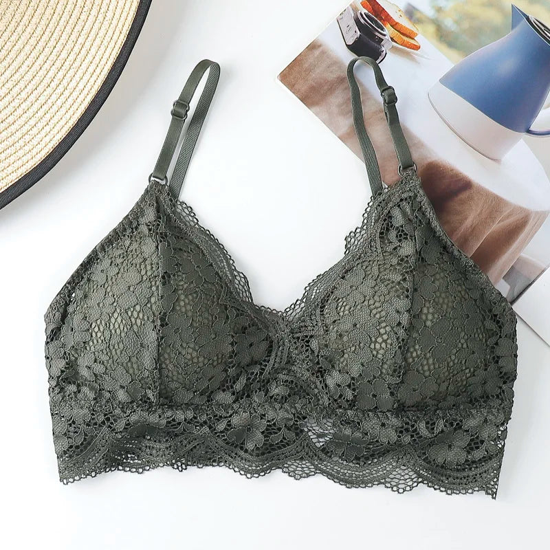 CowLost | floral-lace-bras-for-women-bralette-lace-underwear-sexy-lingerie-beauty-back-wire-free-brassiere-female-push-up-bra |18