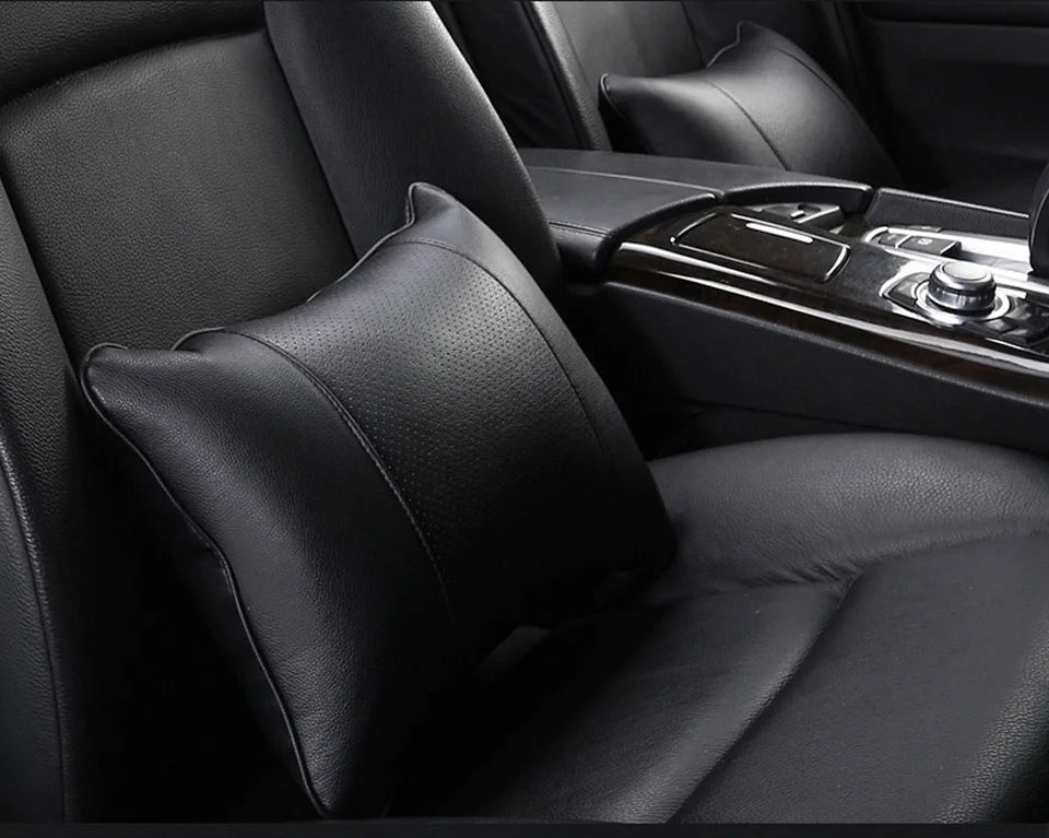 CowLost | coffee-product_id-universal-car-neck-pillow-pu-leather-headrest-cushion-black-red-easy-install-clean |16