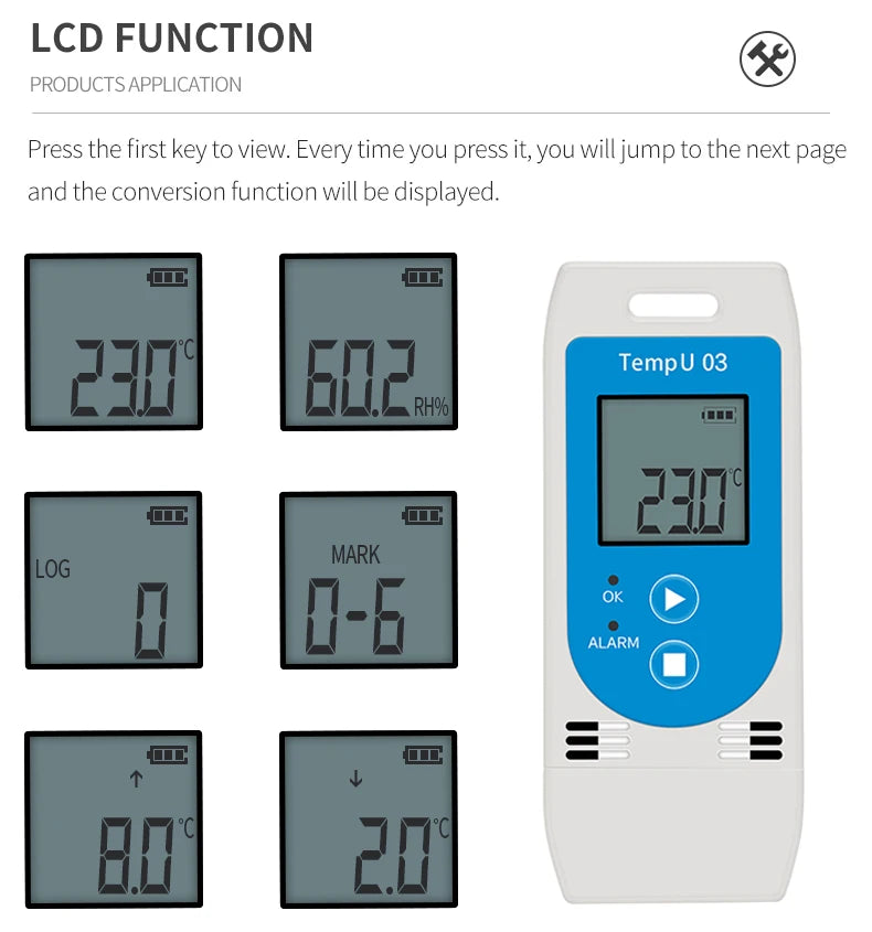 USB Temperature Data Logger Recorder 16000 Points with Built-in NTC Sensor for Warehouse and Refrigerated Transport