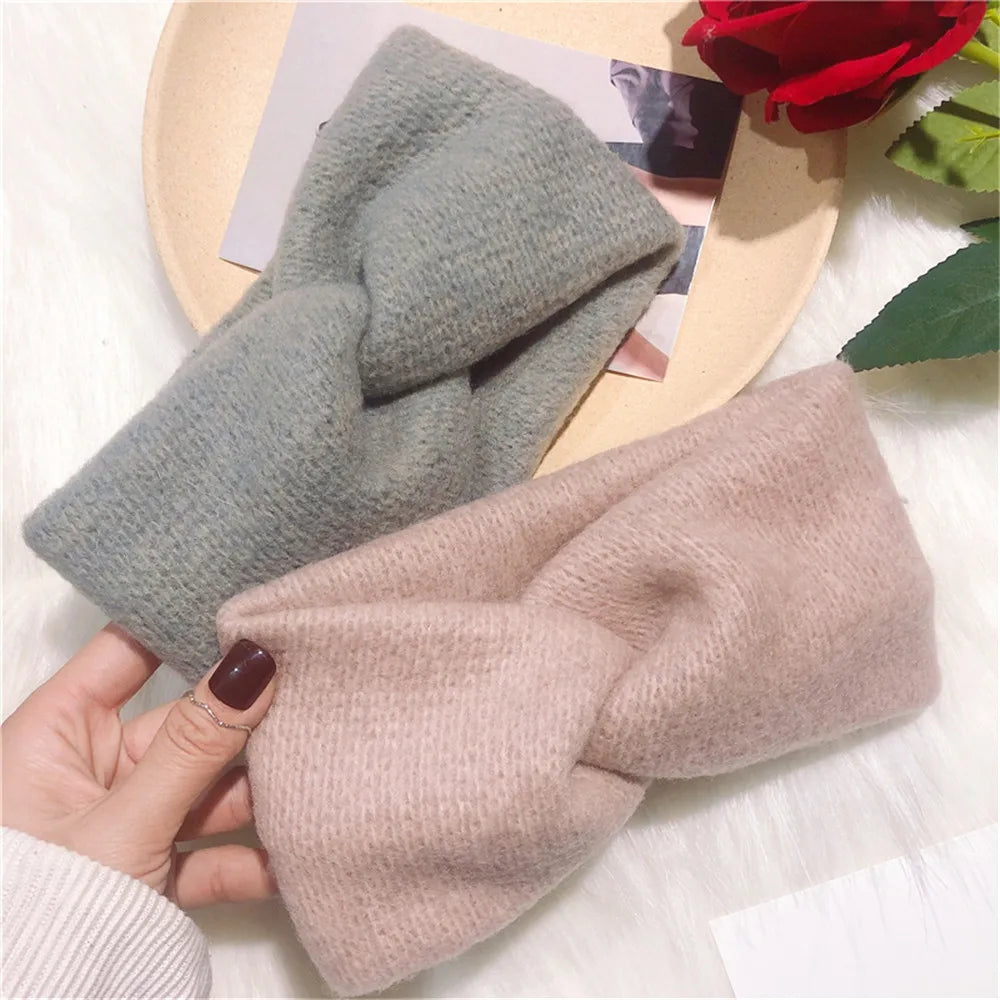 CowLost | women-knitting-cross-knot-woolen-warm-headbands |15
