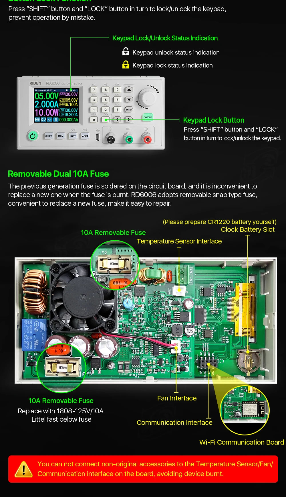 RD6006W DC-DC Buck Converter 60V 6A Voltmeter USB WiFi Power Supply Module