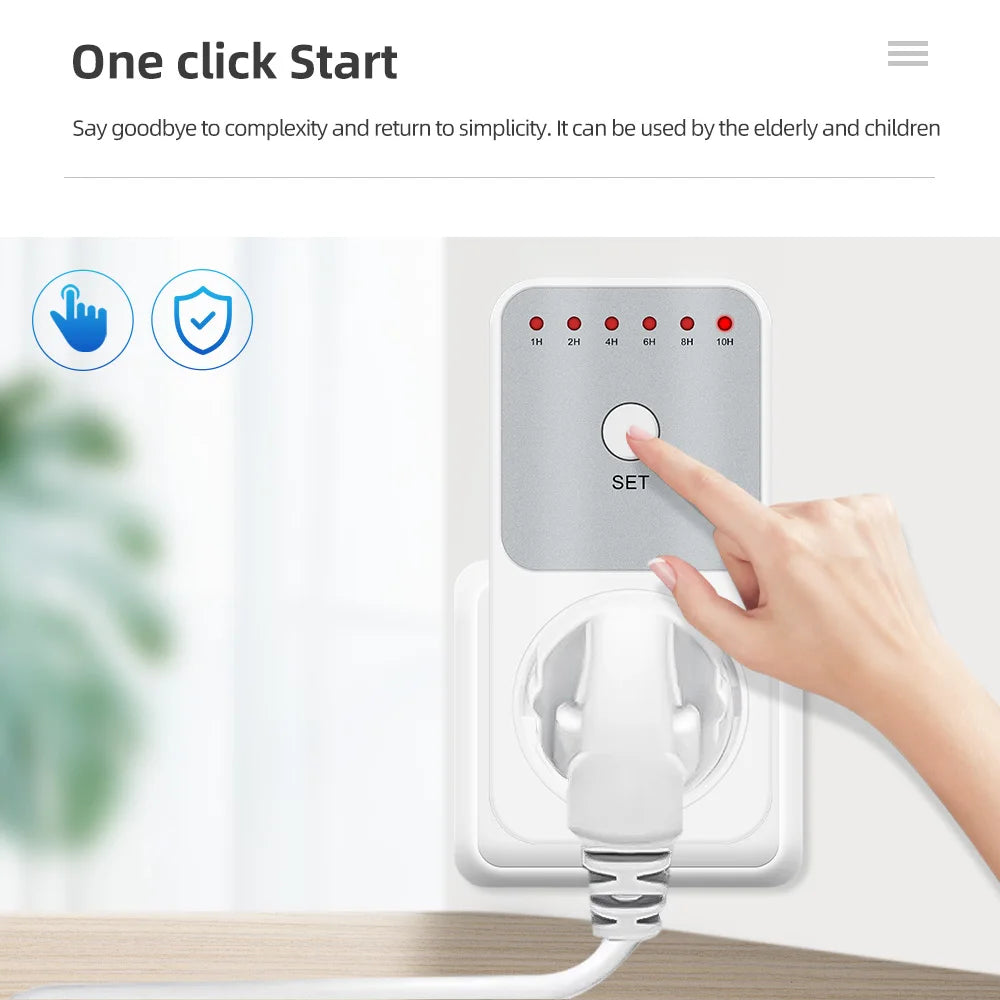 TM04 LED Countdown Timer Switch 16A 1-10h Plug-in Socket for Kitchen Appliances