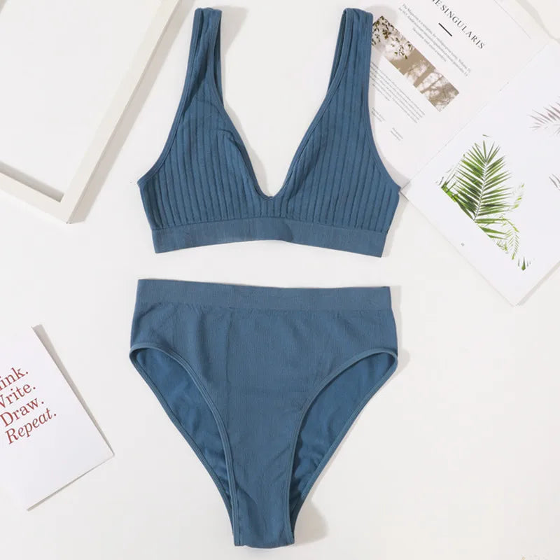 CowLost | product_id-seamless-wireless-push-up-bra-high-rise-panties-set-for-women-deep-v-lingerie |3