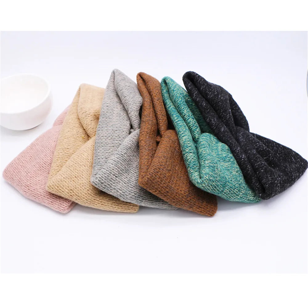 CowLost | women-knitting-cross-knot-woolen-warm-headbands |13