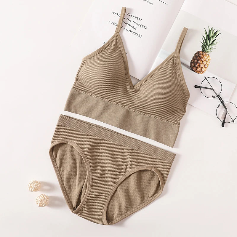 CowLost | product_id-women-seamless-push-up-bra-and-panties-set-low-back-bralette-crop-top-underwear |15