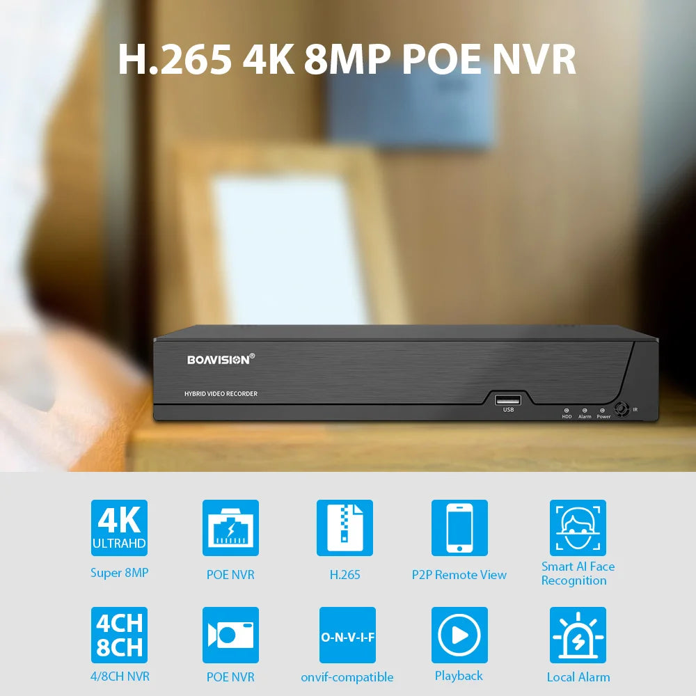 CowLost | 8ch-4k-poe-nvr-xmeye-face-detection-video-recorder-4ch-for-poe-cameras-video-surveillance-system-security-protection |7