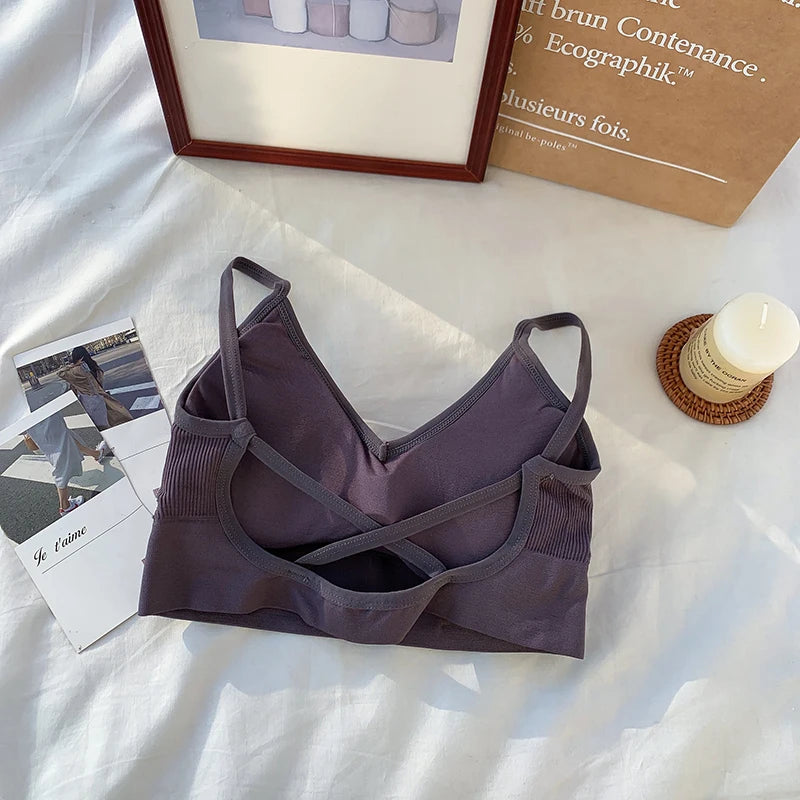 CowLost | women-tube-top-seamless-bra-crop-top-solid-color-sports-sexy-lingerie-active-bra-tops-underwear-with-removable-pads |12
